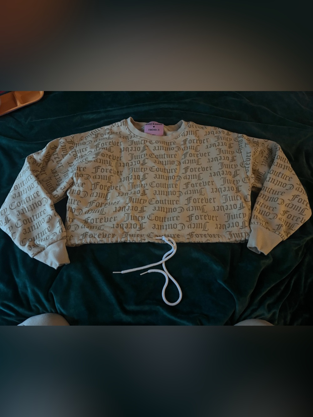 Juicy Couture Beige Logo Crop Sweatshirt